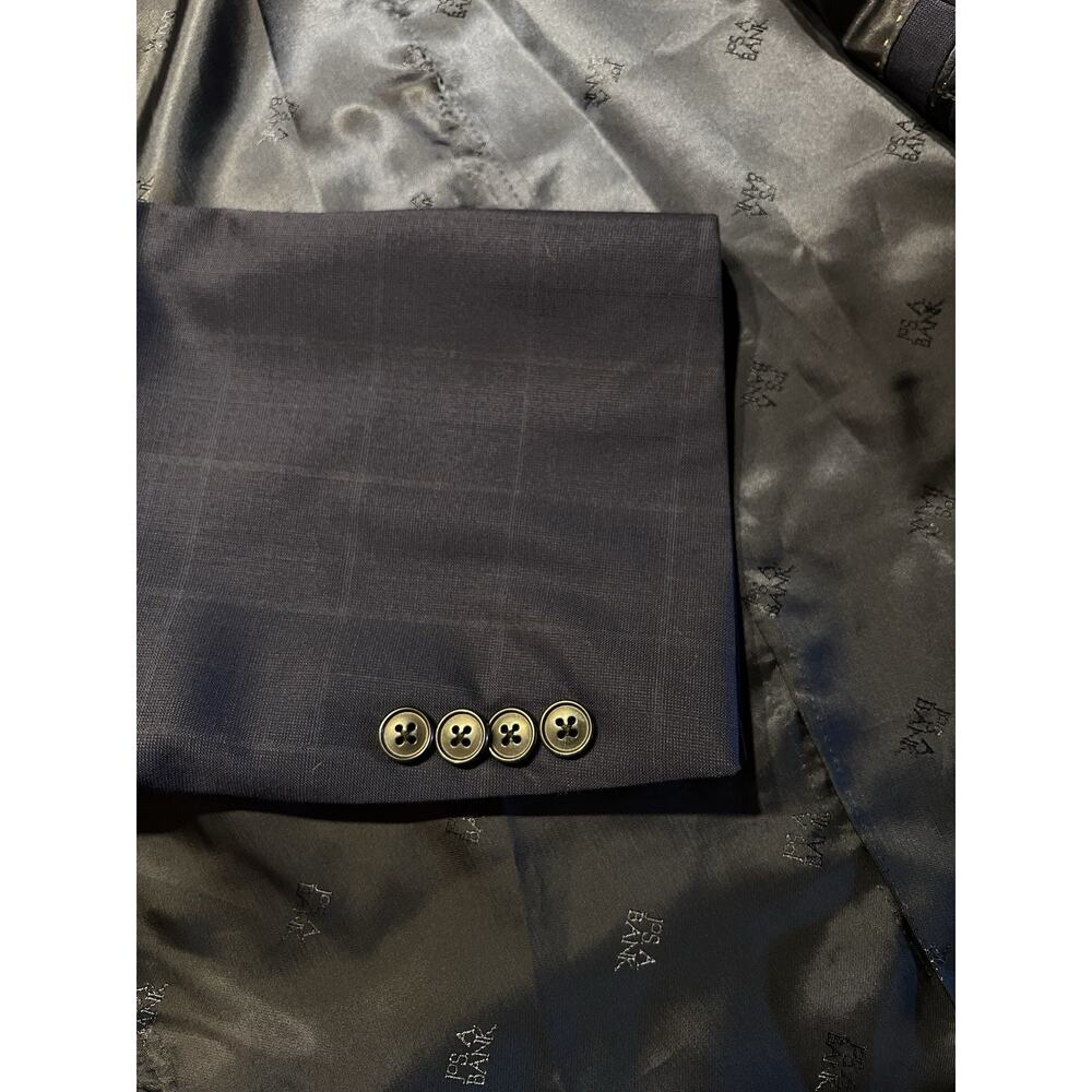 Jos A Bank Reserve REDA 50L 45x31 Royal Cobalt Blue Plaid Suit Italian Wool 130s - Picture 10 of 16